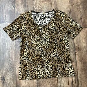 Susan Lawrense cheetah Animal print Stretch top Shirt womens